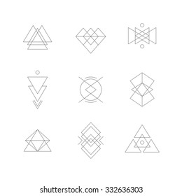 Set of geometric hipster vector shapes. Triangles, lines, circles, squares.