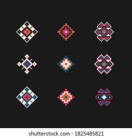 Set of Geometric Icons on Dark Background - Sadu Inspiration