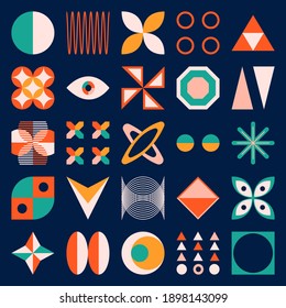 Set of geometric icons. Geometric shapes templates. Abstract elements in modernism style. Vector illustration. Minimalistic artwork. Isolated design elements