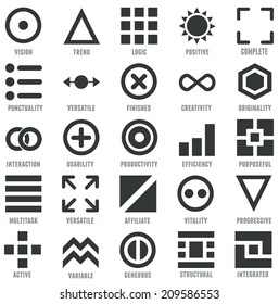 Set Of Geometric Icons As Symbols Of Human Qualities - Vector Icons
