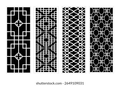 Conjunto de paneles de corte láser geométrico Diseño de patrones de Vector decorativos