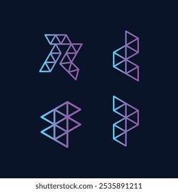 set of geometric letters logo