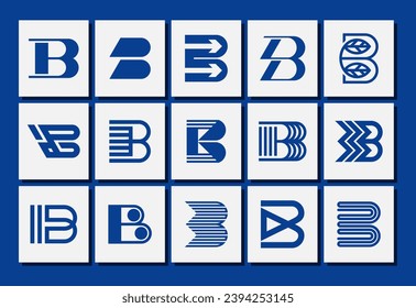 Set of geometric line abstract letter B logo design