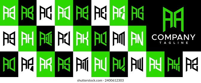 Conjunto de letras abstractas de línea geométrica Diseño del logotipo A AA