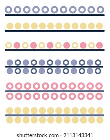Un conjunto de líneas geométricas con círculos. Gráficos vectoriales coloridos.