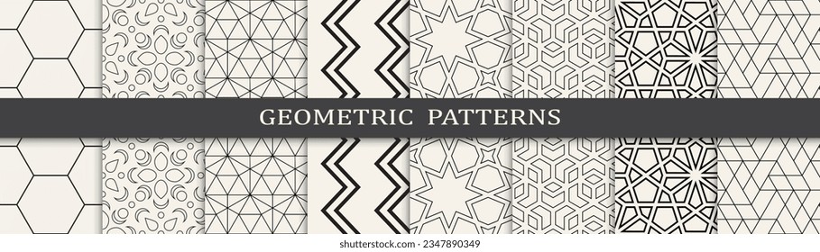 Set of geometric lines patterns. Abstract geometric graphic design lines pattern. Seamless geometric lines pattern.