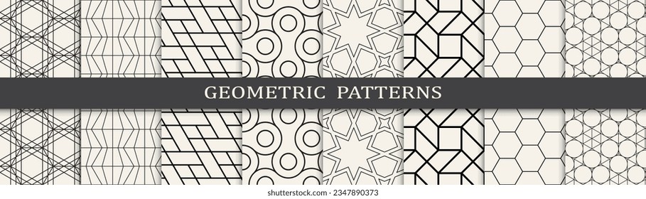 Set of geometric lines patterns. Abstract geometric graphic design lines pattern. Seamless geometric lines pattern.