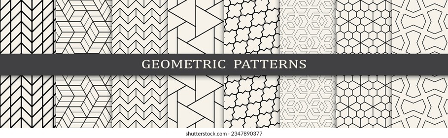 Set of geometric lines patterns. Abstract geometric graphic design lines pattern. Seamless geometric lines pattern.
