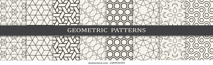 Set of geometric lines patterns. Abstract geometric graphic design lines pattern. Seamless geometric lines pattern.