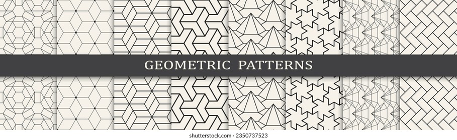 Set of geometric lines patterns. Abstract geometric graphic design lines pattern. Seamless geometric lines pattern.