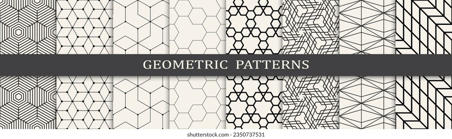 Set of geometric lines patterns. Abstract geometric graphic design lines pattern. Seamless geometric lines pattern.