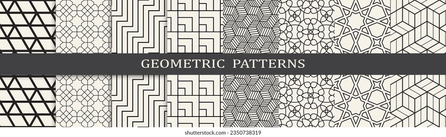 Set of geometric lines patterns. Abstract geometric graphic design lines pattern. Seamless geometric lines pattern.