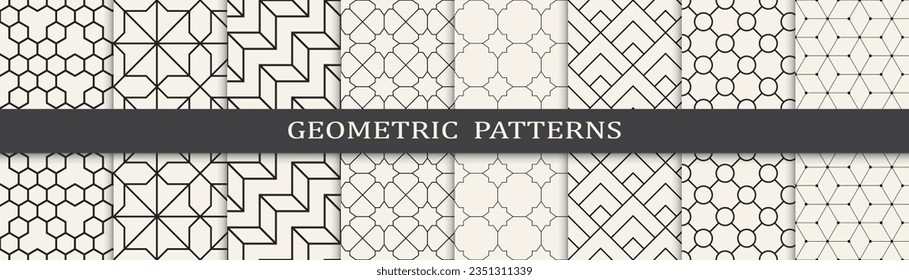 Set of geometric lines patterns. Abstract geometric graphic design lines pattern. Seamless geometric lines pattern.