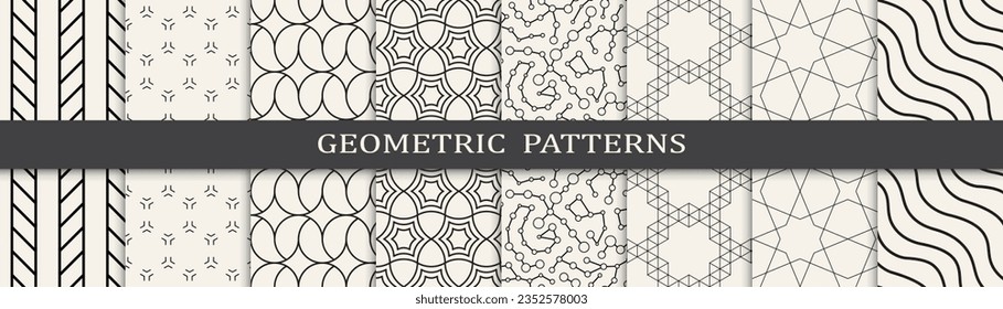 Set of geometric lines patterns. Abstract geometric graphic design lines pattern. Seamless geometric lines pattern.