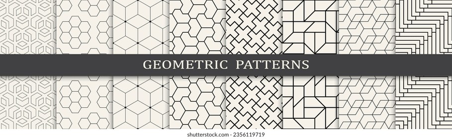 Set of geometric lines patterns. Abstract geometric graphic design line pattern. Seamless geometric lines pattern.