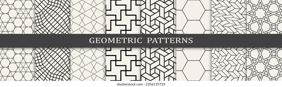 Set of geometric lines patterns. Abstract geometric graphic design line pattern. Seamless geometric lines pattern.