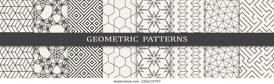 Set of geometric lines patterns. Abstract geometric graphic design line pattern. Seamless geometric lines pattern.