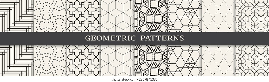 Set of geometric lines patterns. Abstract geometric graphic design line pattern. Seamless geometric lines pattern.
