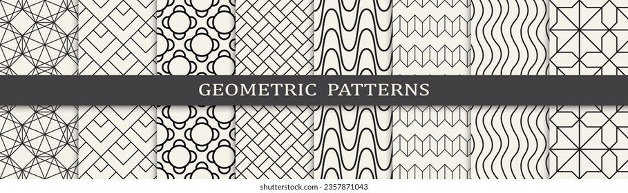 Set of geometric lines patterns. Abstract geometric graphic design line pattern. Seamless geometric lines pattern.