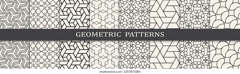 Set of geometric lines patterns. Abstract geometric graphic design line pattern. Seamless geometric lines pattern.