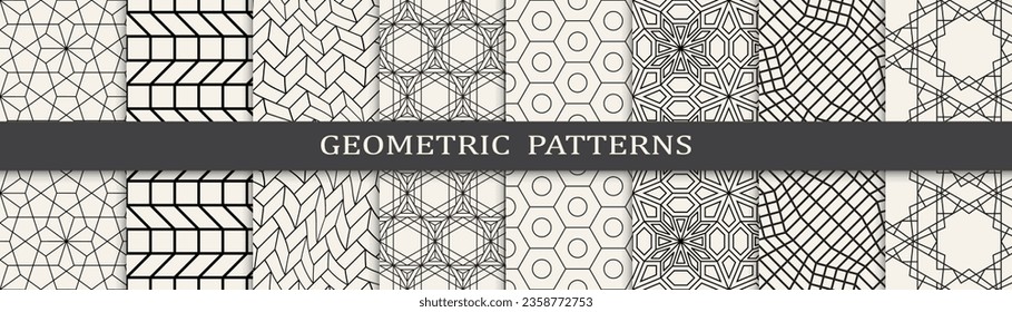 Set of geometric lines patterns. Abstract geometric graphic design line pattern. Seamless geometric lines pattern.