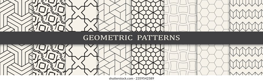 Set of geometric lines patterns. Abstract geometric graphic design line pattern. Seamless geometric lines pattern.