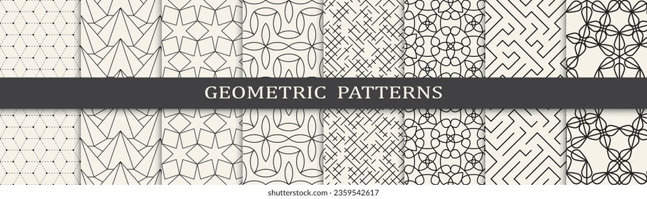 Set of geometric lines patterns. Abstract geometric graphic design line pattern. Seamless geometric lines pattern.