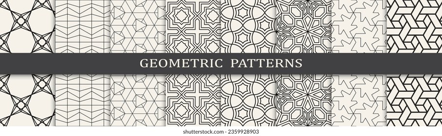 Set of geometric lines patterns. Abstract geometric graphic design line pattern. Seamless geometric lines pattern.