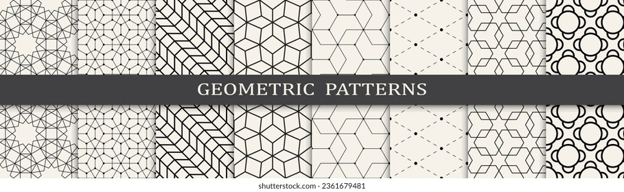 Set of geometric lines patterns. Abstract geometric graphic design line pattern. Seamless geometric lines pattern.