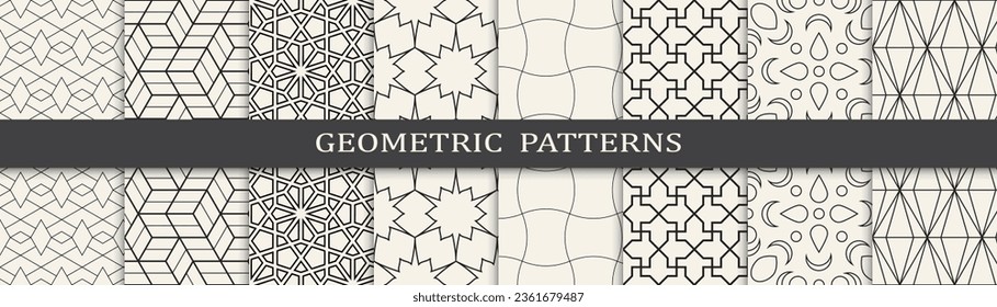 Set of geometric lines patterns. Abstract geometric graphic design line pattern. Seamless geometric lines pattern.