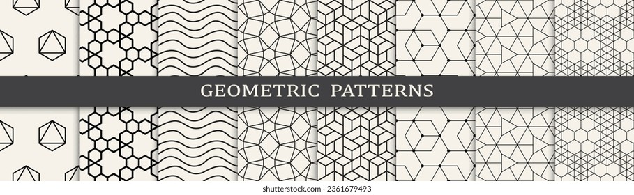 Set of geometric lines patterns. Abstract geometric graphic design line pattern. Seamless geometric lines pattern.