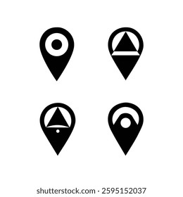 Set of Geometric Location Icons with Unique Designs