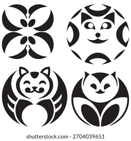 Set geometrisches Logo Katze einzeln eps 10