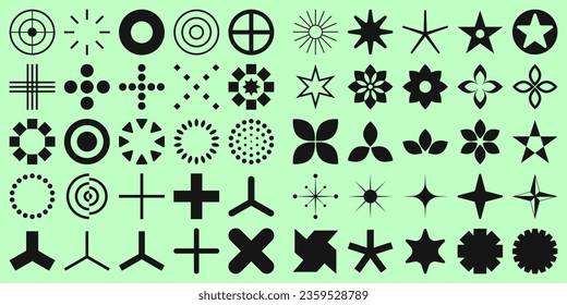 Set of geometric logos. Cool Icons Collection. Sign Vector Design. Retro Shapes and Symbols.