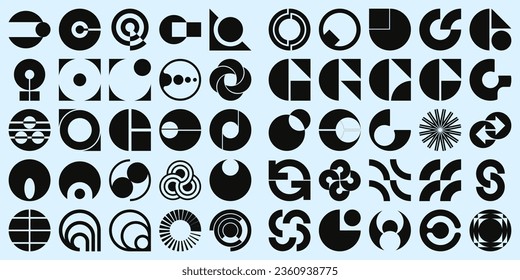 Set of geometric logos. Cool Icons Collection. Sign Vector Design. Retro Shapes and Symbols.