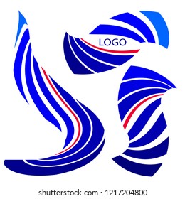 Set of geometric logotypes with text. A template for vector logotype with letters. A blue gradient brush for logo.
Vector illustration without background.