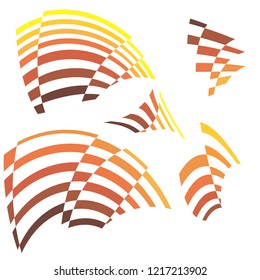 Set of geometric logotypes with waves and squares. A template for vector logotype. An orange brush for logo.
Vector illustration without background.