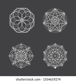 Set Of Geometric Mandala Esoteric Sacred Geometry Shapes. Can Be Used For Logos, Decoration, Etc.