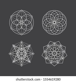 Set of geometric mandala esoteric sacred geometry shapes. Can be used for logos, decoration, etc.