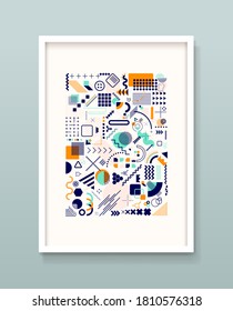 Set of geometric memphis design, minimal seamless texture. Cool futuristic cover modern flat bauhaus. Textile vintage element design, retro memphis. Vector illustration isolated on white background.