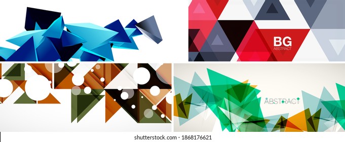 Set of geometric minimalist abstract backgrounds. Vector illustration for covers, banners, flyers and posters and other designs