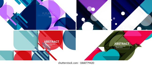 Set of geometric minimalist abstract backgrounds. Vector illustration for covers, banners, flyers and posters and other designs