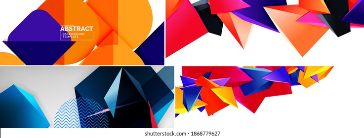 Set of geometric minimalist abstract backgrounds. Vector illustration for covers, banners, flyers and posters and other designs