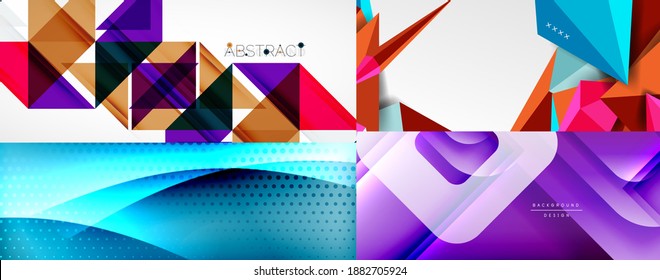 Set of geometric minimalist abstract backgrounds. Vector illustration for covers, banners, flyers and posters and other designs