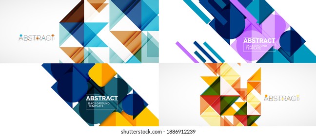 Set of geometric minimalist abstract backgrounds. Vector illustration for covers, banners, flyers and posters and other designs