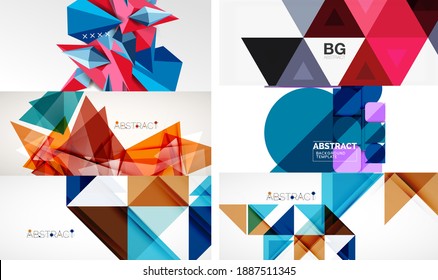 Set of geometric minimalist abstract backgrounds. Vector illustration for covers, banners, flyers and posters and other designs