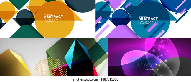 Set of geometric minimalist abstract backgrounds. Vector illustration for covers, banners, flyers and posters and other designs