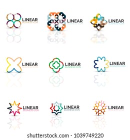 Conjunto de íconos abstractos geométricos minimalistas, estrellas y flores, moda de negocios o concepto de belleza. Ilustración del vector