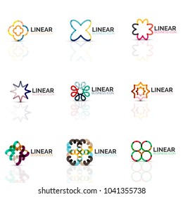 Set of geometric minimalistic abstract icons, stars and flowers, business fashion or beauty concept. Vector illustration