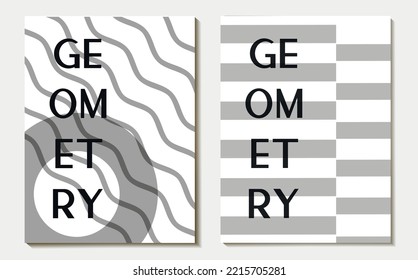 a set of geometric minimalistic drawing, poster, background of figures: circle, line. Abstract template for web, banner, advertising, business, branding, print. vector art illustration. style bauhaus